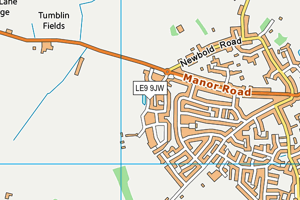 LE9 9JW map - OS VectorMap District (Ordnance Survey)