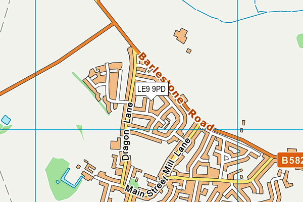 LE9 9PD map - OS VectorMap District (Ordnance Survey)