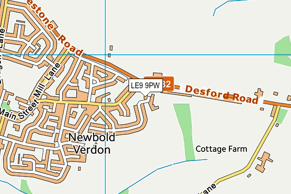 LE9 9PW map - OS VectorMap District (Ordnance Survey)