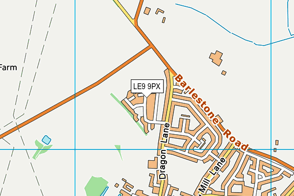 LE9 9PX map - OS VectorMap District (Ordnance Survey)