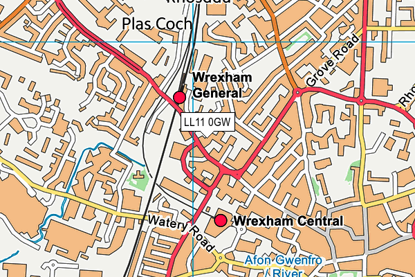LL11 0GW map - OS VectorMap District (Ordnance Survey)