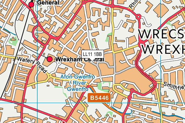 LL11 1BB map - OS VectorMap District (Ordnance Survey)
