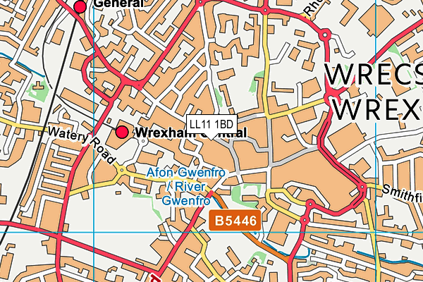 LL11 1BD map - OS VectorMap District (Ordnance Survey)