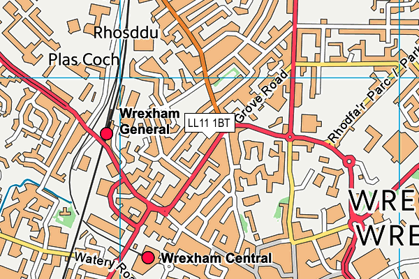 LL11 1BT map - OS VectorMap District (Ordnance Survey)