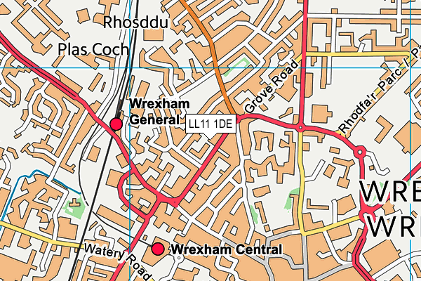 LL11 1DE map - OS VectorMap District (Ordnance Survey)