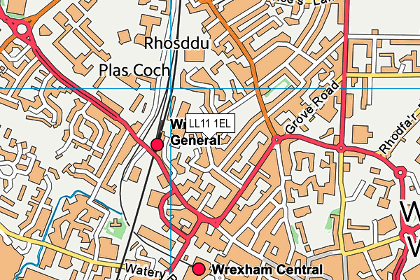 LL11 1EL map - OS VectorMap District (Ordnance Survey)