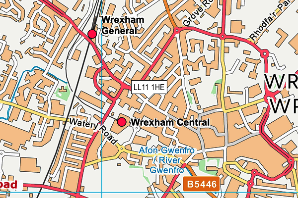 LL11 1HE map - OS VectorMap District (Ordnance Survey)