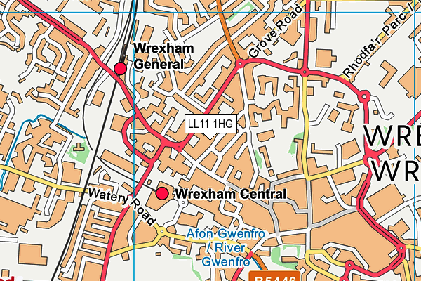 LL11 1HG map - OS VectorMap District (Ordnance Survey)