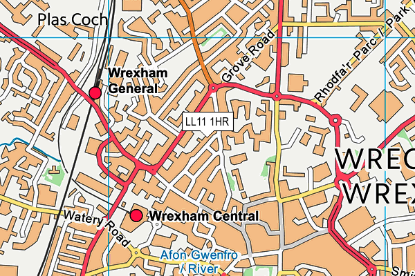 LL11 1HR map - OS VectorMap District (Ordnance Survey)