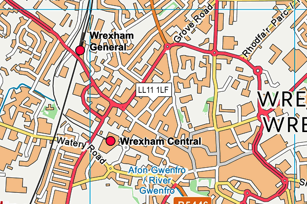 LL11 1LF map - OS VectorMap District (Ordnance Survey)
