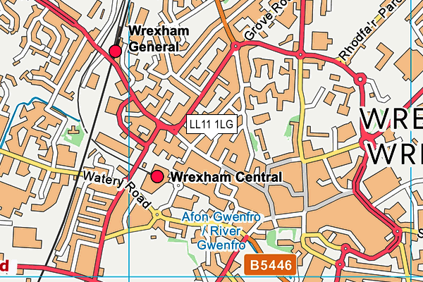 LL11 1LG map - OS VectorMap District (Ordnance Survey)