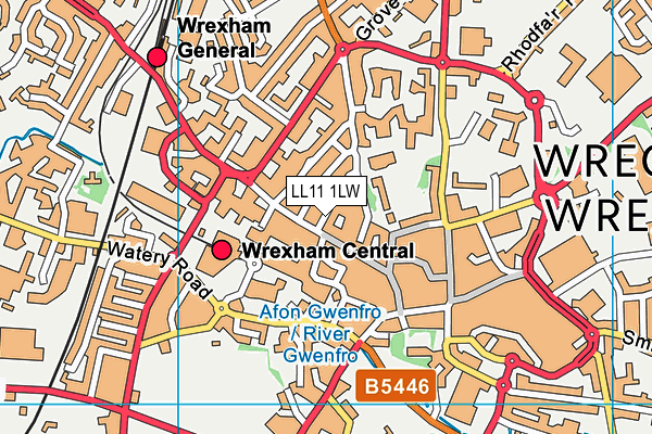 LL11 1LW map - OS VectorMap District (Ordnance Survey)