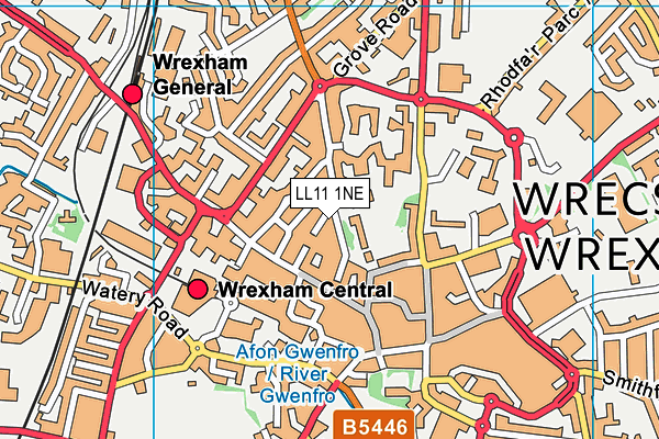 LL11 1NE map - OS VectorMap District (Ordnance Survey)