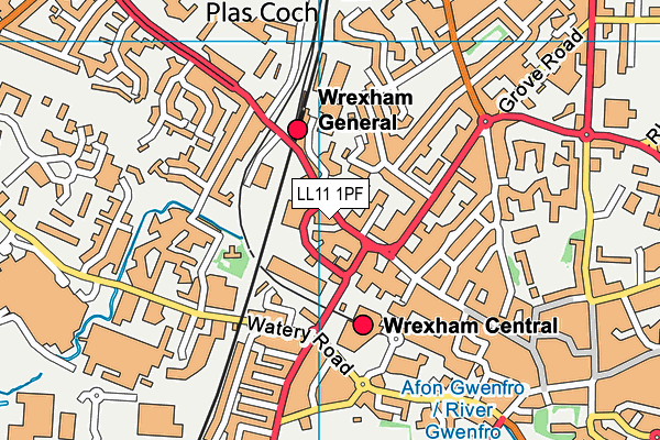 LL11 1PF map - OS VectorMap District (Ordnance Survey)