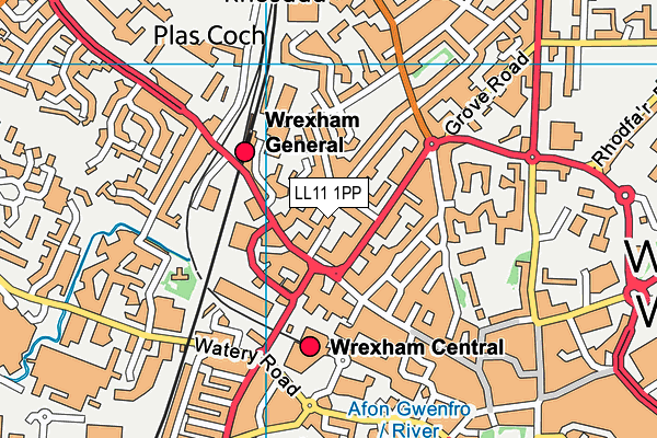 LL11 1PP map - OS VectorMap District (Ordnance Survey)