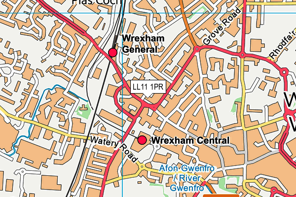 LL11 1PR map - OS VectorMap District (Ordnance Survey)
