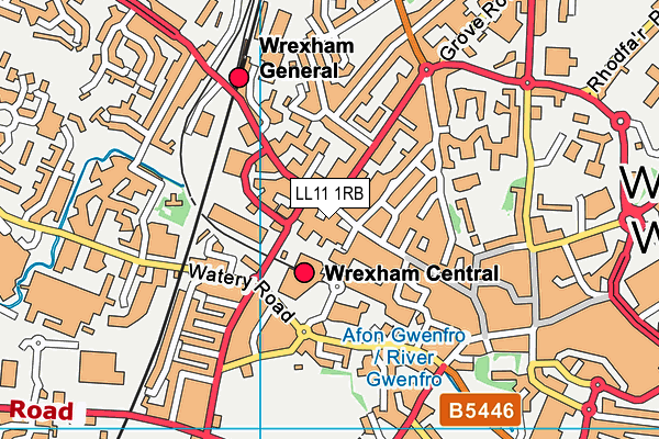 LL11 1RB map - OS VectorMap District (Ordnance Survey)