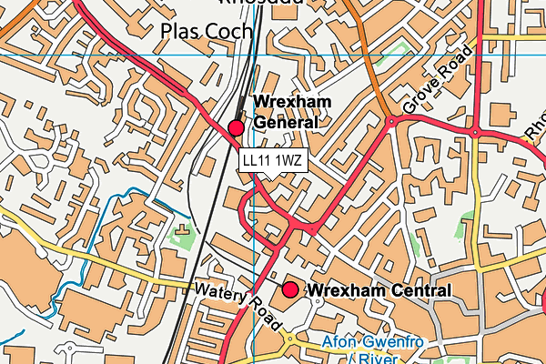 LL11 1WZ map - OS VectorMap District (Ordnance Survey)