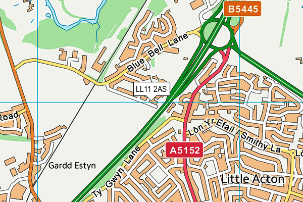 LL11 2AS map - OS VectorMap District (Ordnance Survey)