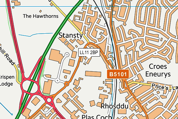 LL11 2BP map - OS VectorMap District (Ordnance Survey)