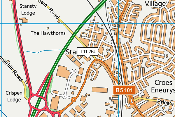 Ysgol Plas Coch map (LL11 2BU) - OS VectorMap District (Ordnance Survey)