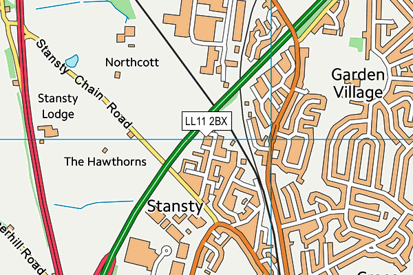 LL11 2BX map - OS VectorMap District (Ordnance Survey)