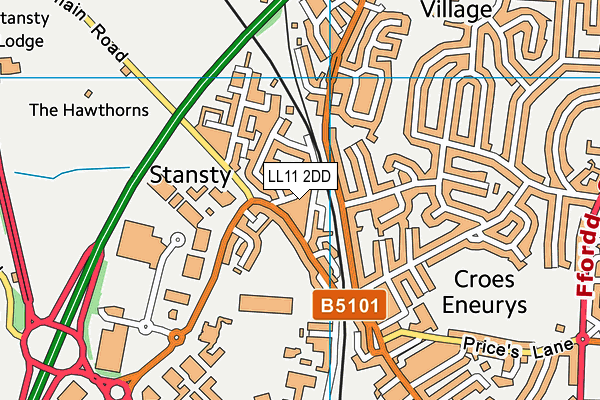 LL11 2DD map - OS VectorMap District (Ordnance Survey)