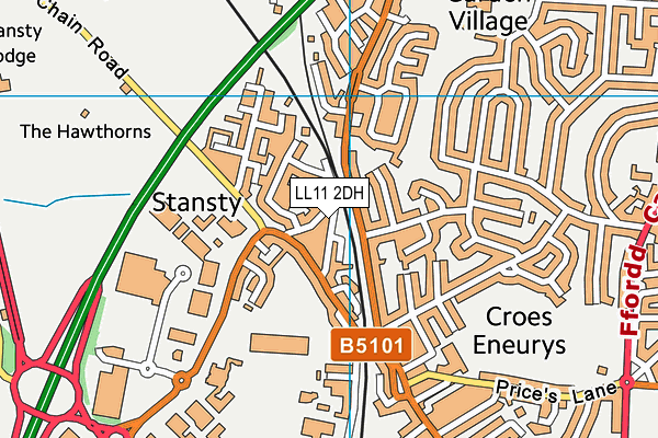 LL11 2DH map - OS VectorMap District (Ordnance Survey)