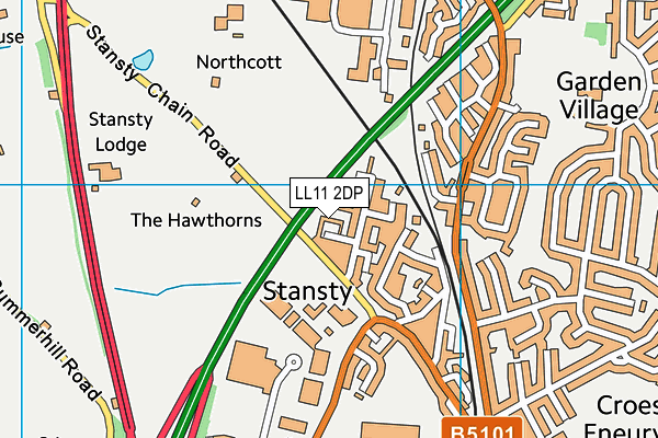 LL11 2DP map - OS VectorMap District (Ordnance Survey)