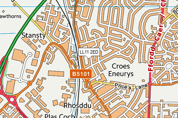 LL11 2ED map - OS VectorMap District (Ordnance Survey)