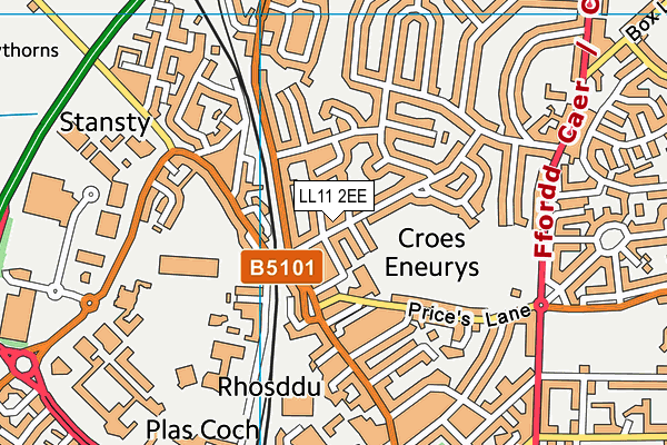 LL11 2EE map - OS VectorMap District (Ordnance Survey)