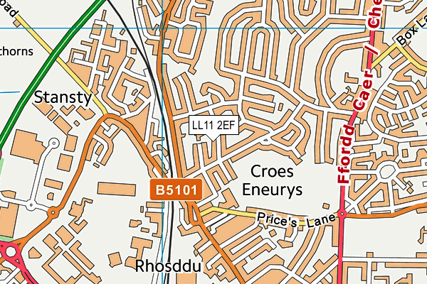 LL11 2EF map - OS VectorMap District (Ordnance Survey)