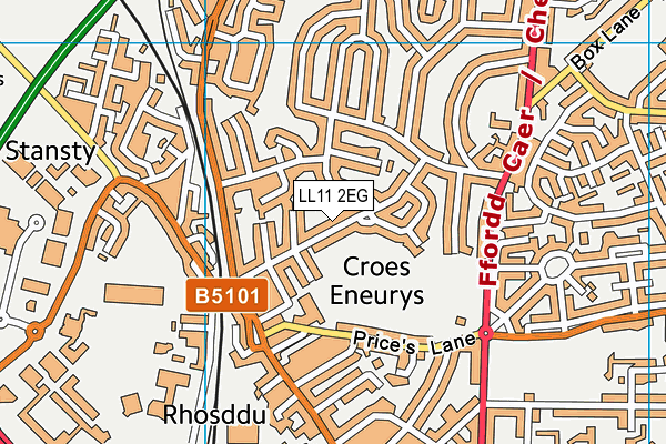 LL11 2EG map - OS VectorMap District (Ordnance Survey)