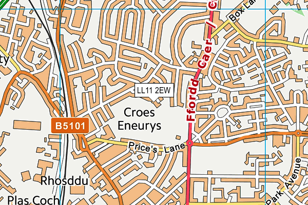 LL11 2EW map - OS VectorMap District (Ordnance Survey)