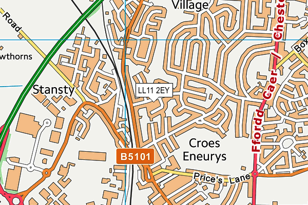 LL11 2EY map - OS VectorMap District (Ordnance Survey)