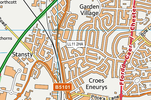 LL11 2HA map - OS VectorMap District (Ordnance Survey)