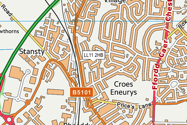 LL11 2HB map - OS VectorMap District (Ordnance Survey)