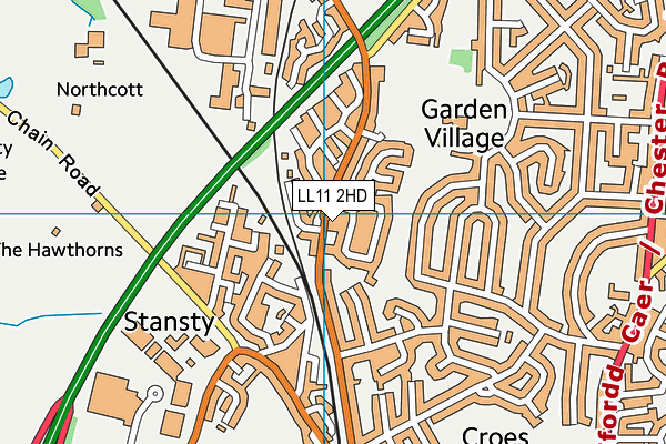 LL11 2HD map - OS VectorMap District (Ordnance Survey)