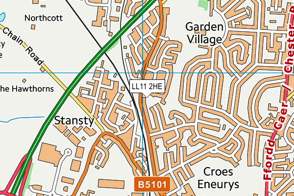 LL11 2HE map - OS VectorMap District (Ordnance Survey)