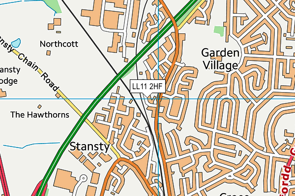 LL11 2HF map - OS VectorMap District (Ordnance Survey)