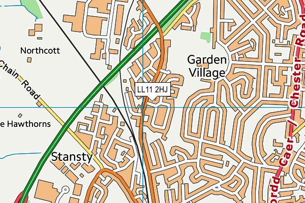 LL11 2HJ map - OS VectorMap District (Ordnance Survey)