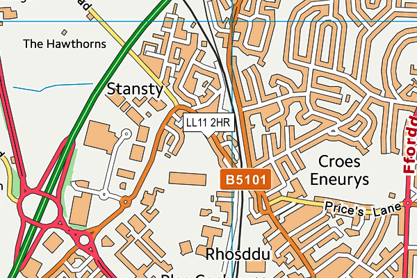 LL11 2HR map - OS VectorMap District (Ordnance Survey)