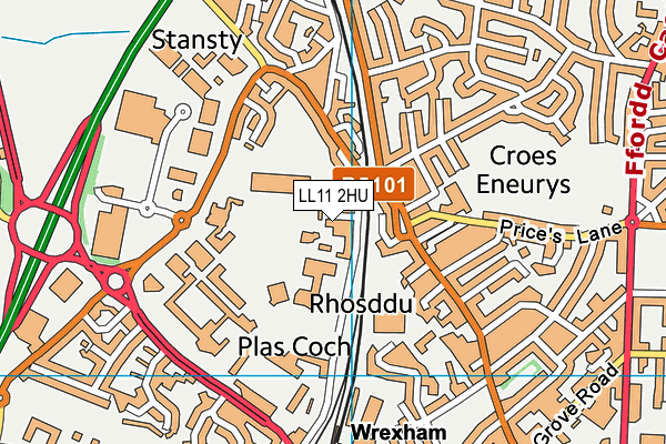 LL11 2HU map - OS VectorMap District (Ordnance Survey)