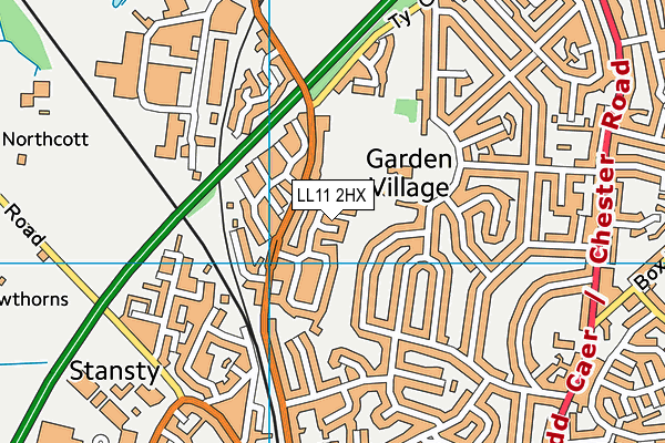 LL11 2HX map - OS VectorMap District (Ordnance Survey)