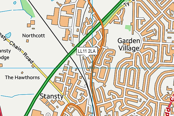 LL11 2LA map - OS VectorMap District (Ordnance Survey)