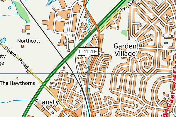 LL11 2LE map - OS VectorMap District (Ordnance Survey)