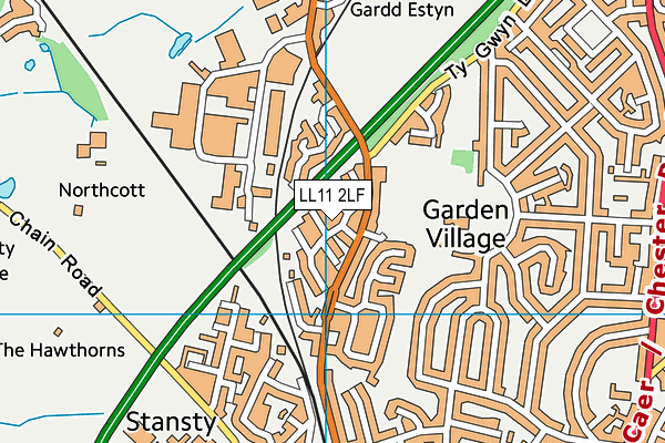 LL11 2LF map - OS VectorMap District (Ordnance Survey)