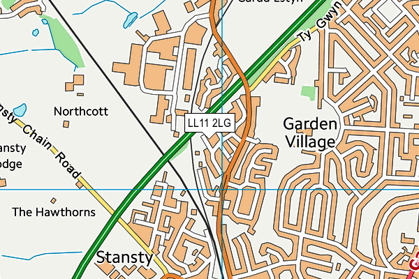 LL11 2LG map - OS VectorMap District (Ordnance Survey)