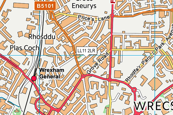 LL11 2LR map - OS VectorMap District (Ordnance Survey)