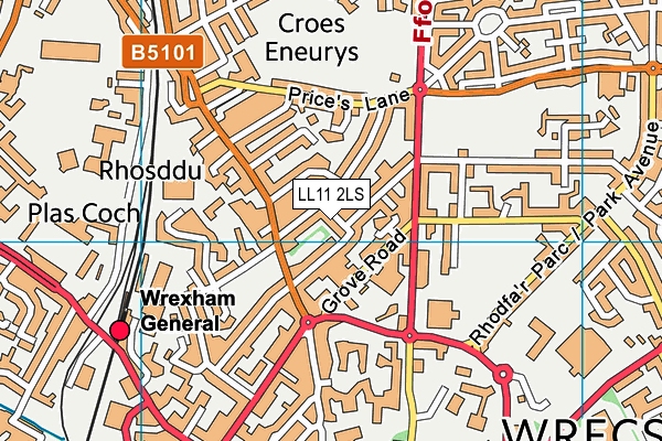 LL11 2LS map - OS VectorMap District (Ordnance Survey)